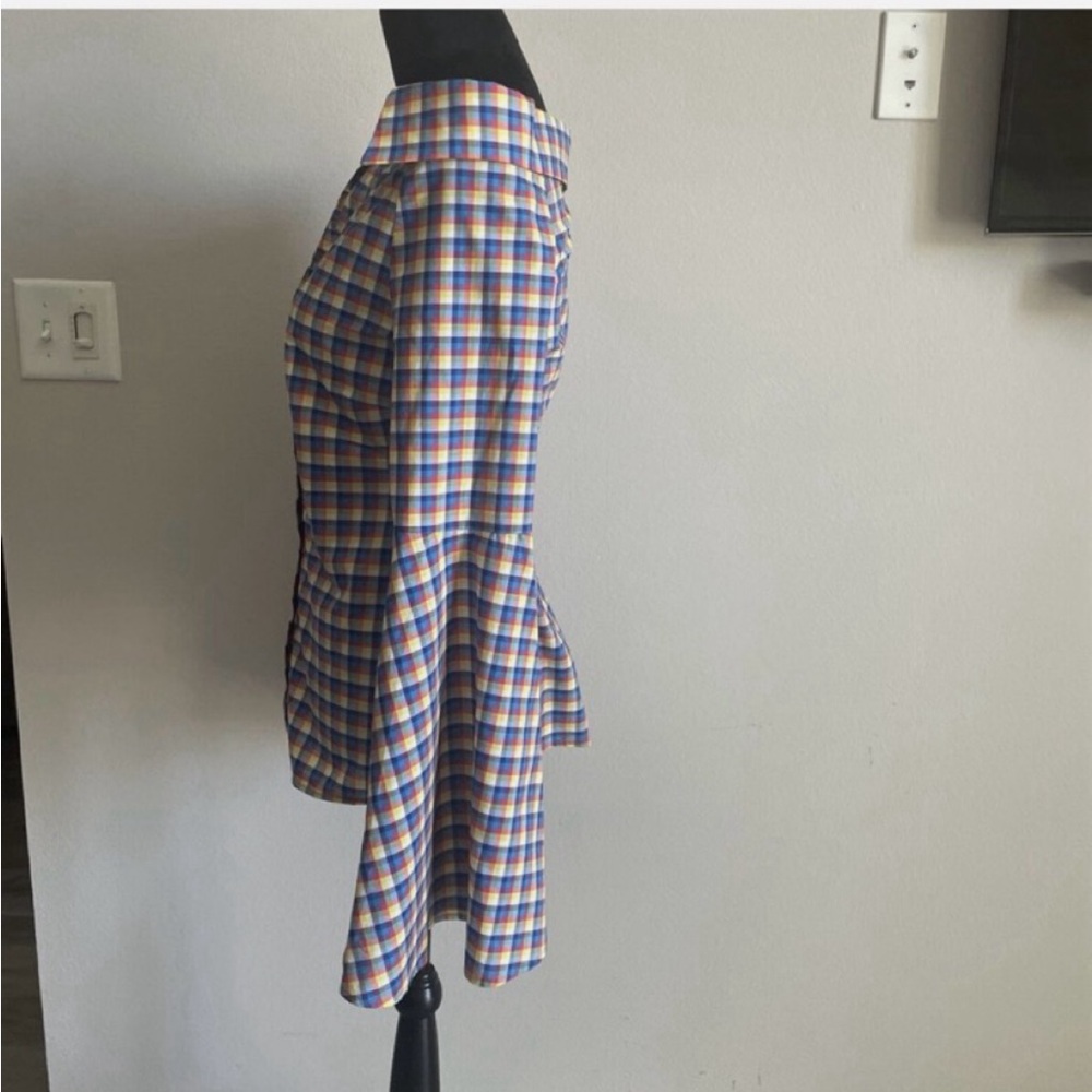 Caroline Constas Multicolor Checkered Button-Down… - image 3